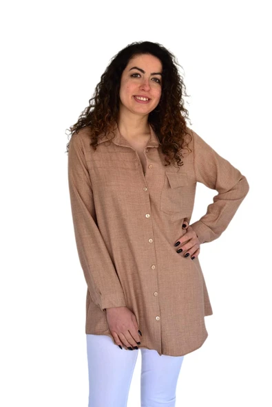 Kadın Tek Cep Kapaklı Ayrobin Gömlek BGL-ST03725 - Resim 2