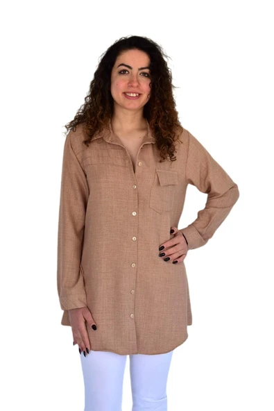 Kadın Tek Cep Kapaklı Ayrobin Gömlek BGL-ST03725 - Resim 9