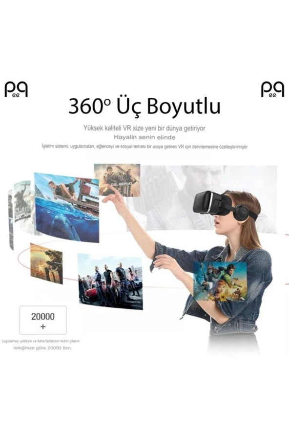 Shinecon Vr 3d Sanal Gerçeklik Gözlüğü 3.5-6.2 Inç Sc-G04E Stereo Kulaklıklı - 7