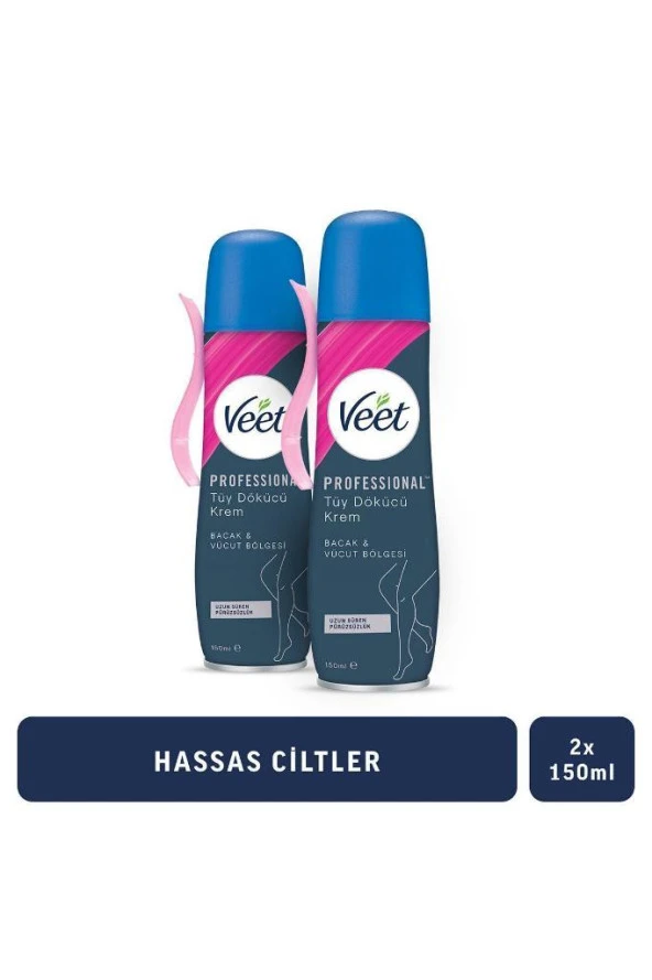 VEET Professional Tüy Dökücü Krem Sprey Bacak&vücut Bölgesi Hassas Ciltler 150ml X2