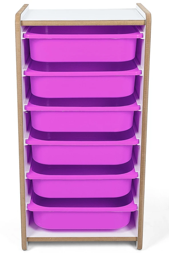 6 Çekmeceli Çocuk Oyuncak ve Aktivite Dolabı,Beyaz-Lila 18mm MDF - 4