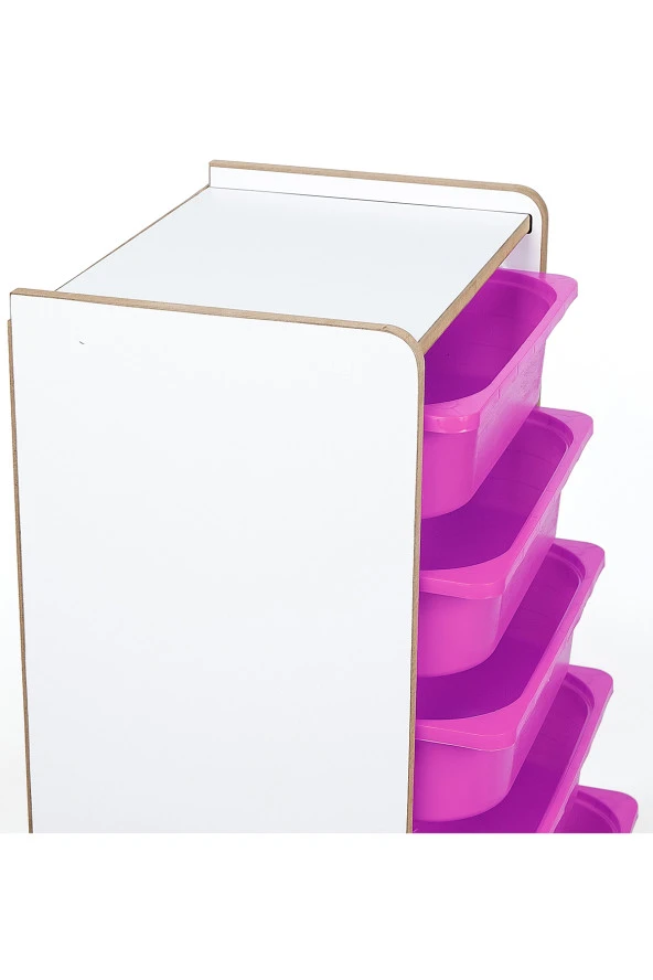 6 Çekmeceli Çocuk Oyuncak ve Aktivite Dolabı,Beyaz-Lila 18mm MDF - 5
