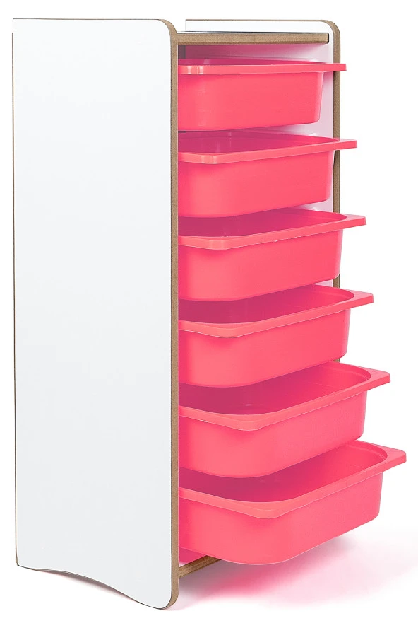 6 Çekmeceli Çocuk Oyuncak ve Aktivite Dolabı,Beyaz-Pembe 18mm MDF