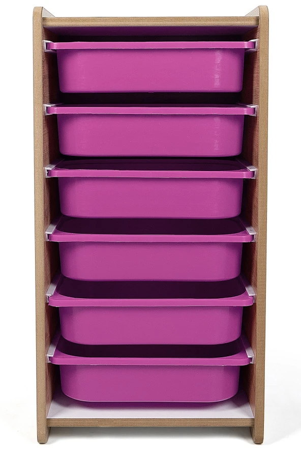 6 Çekmeceli Çocuk Oyuncak ve Aktivite Dolabı,Ceviz-Lila 18mm MDF - 4
