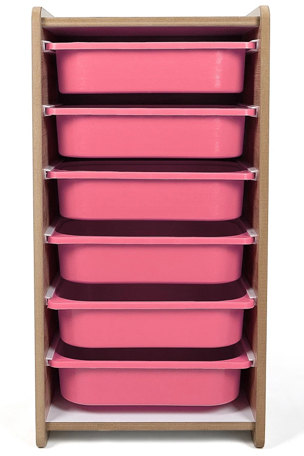 6 Çekmeceli Çocuk Oyuncak ve Aktivite Dolabı,Ceviz-Pembe 18mm MDF - 4