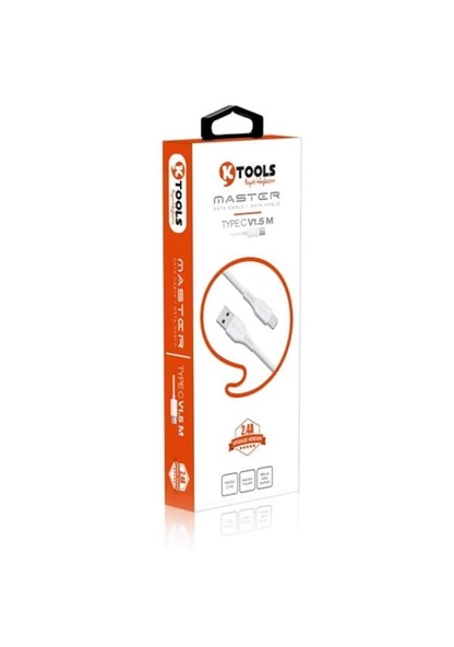 Ktools Master 2.4A 2m Type-c Data Kablo Beyaz