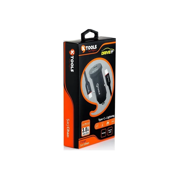 Ktools Drıve Inn Pd 20W Type c - Lightning  Araç Şarj