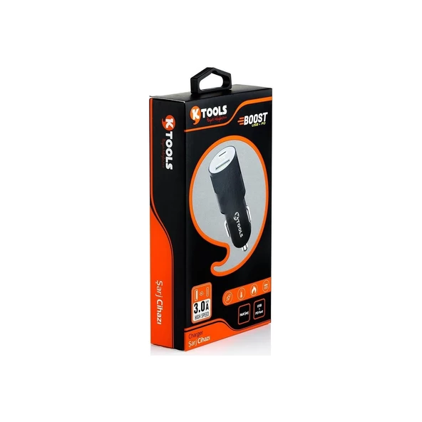 Ktools Boost Pd 36w Usb 3.0 Qc Type-c  Araç Şarj AdaptörSiyah