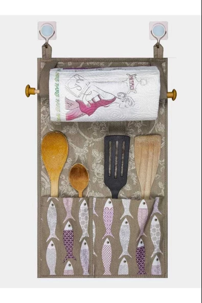 Çok Amaçlı Ahşap Kulplu Mutfak Peçete Askılığı Ve Kaşıklık - 2