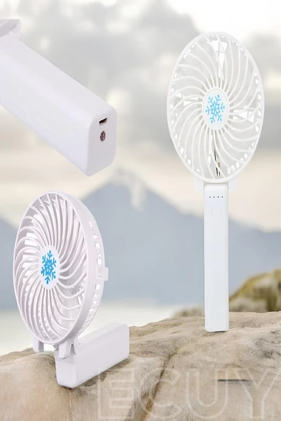 Şarjlı Taşınabilir El Fanı – 3 Kademeli Katlanabilir Masa Üstü Vantilatör, Işıklı, Sessiz Mini Fan