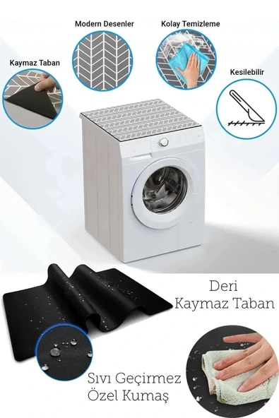 Valerine Life Çamaşır ve Kurutma Makinesi Üstü Düzenleyici Matı Örtüsü Kaymaz Sıvı Geçirmez 27240609 - Resim 4