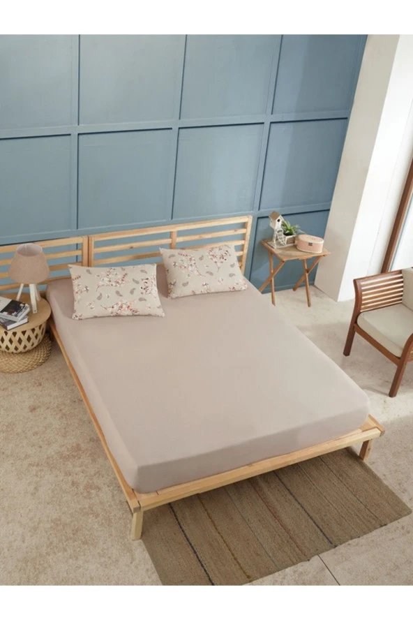 Üntaş Sahran Life Çıtıpıtı Kahve Kombin 100x200 Tek Kişilik Lastikli Çarşaf+1 adet Yastık Kılıfı