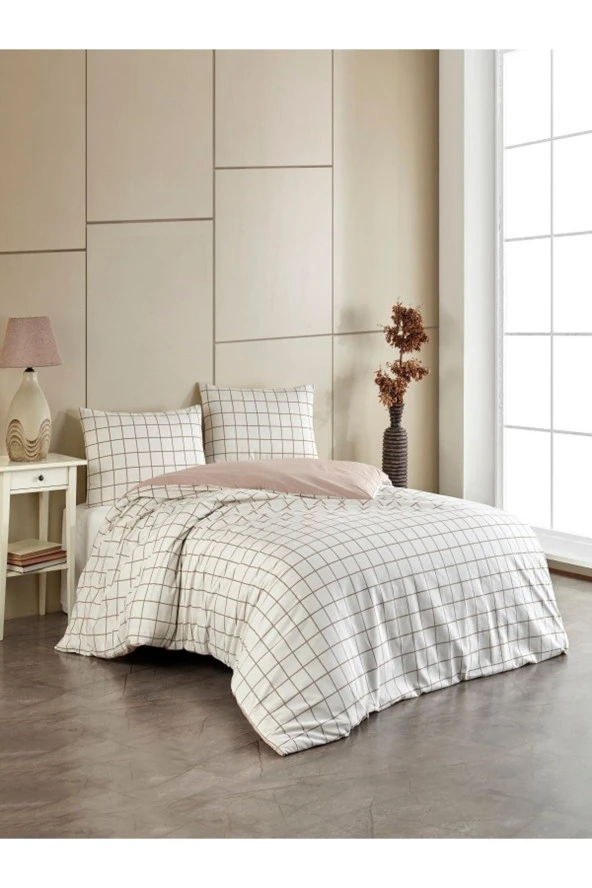 Üntaş Life Çfit Taraflı S.kahve Ekose 160x220 Tek Kişilik Nevresim Seti S.khvekosesetek(çarşafyoktur)