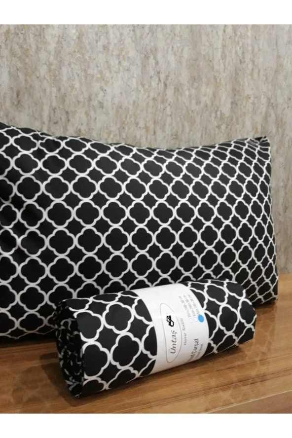 Üntaş Life Siyah Damak 160x200 Çift Kişilik Lastikli Çarşaf+2 Adet Yastık Kılıfı Ecsiyahdamak160