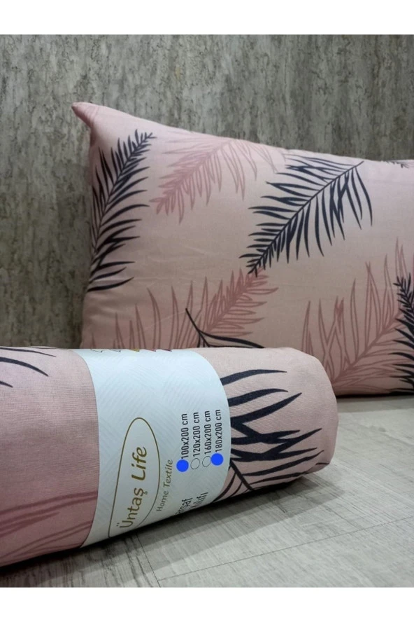 Üntaş life somon tüy 160x200 çift kişilik lastikli çarşaf+2 adet yastık kılıfı ecsomontüyçrf160