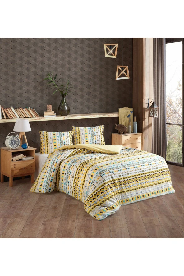 ÜNTAŞ SARI PİRAMİT ÇİFT KİŞİLİK ÇİFT TARAFLI NEVRESİM SETİ sarıprmtçiftset