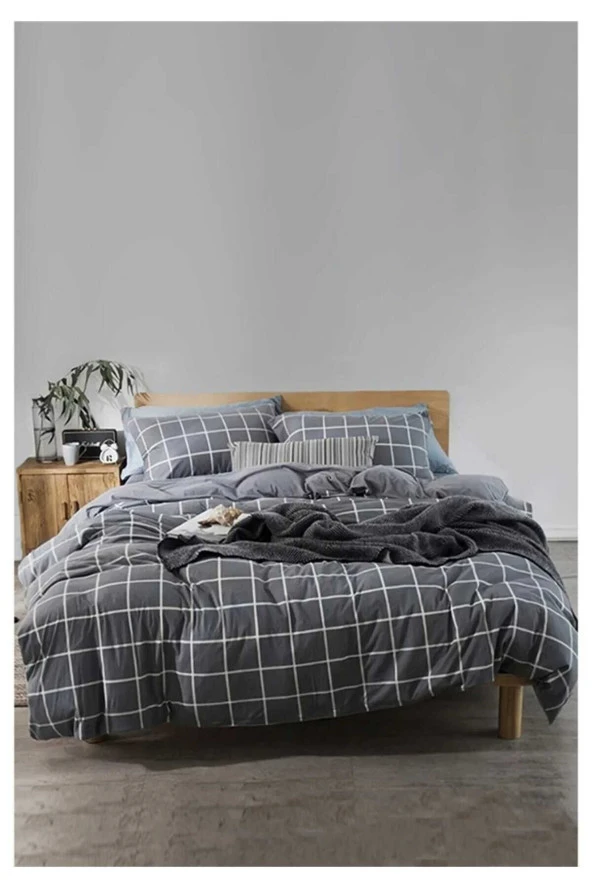 Üntaş Life Serisi Minikaro Füme Çift Kişilik Pamuklu Nevresim Seti 200x220 (Çarşafsız) Ecminikaro03