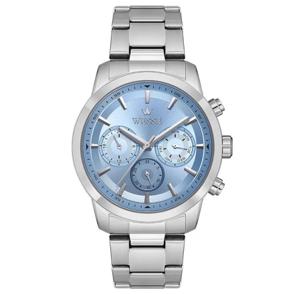 Wesse WWG207208 Quartz Çelik Gri Mavi Kadran 44 mm Erkek Kol Saati