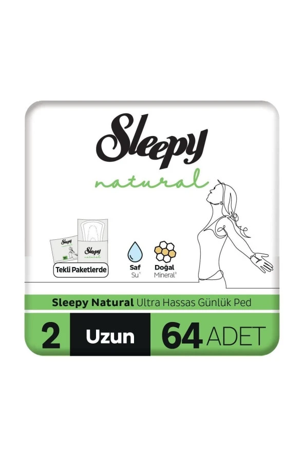 Sleepy Natural Ultra Hassas Günlük Ped Uzun 64 Adet Ped