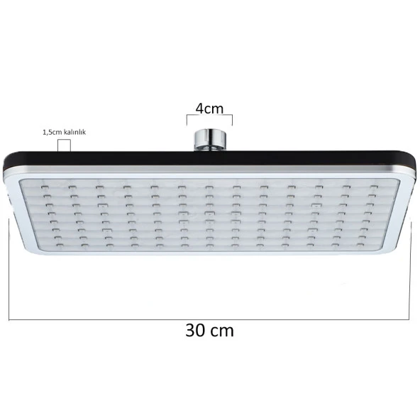 T-MAY Hill Sümbül Dikdörtgen Duş Takımı Seti Krom Paslanmaz - Resim 7