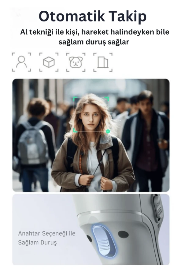 SFF18 360 Derece Otomatik Yüz Takipli Tripodlu BT 5.0 Selfie Gimbal - 4