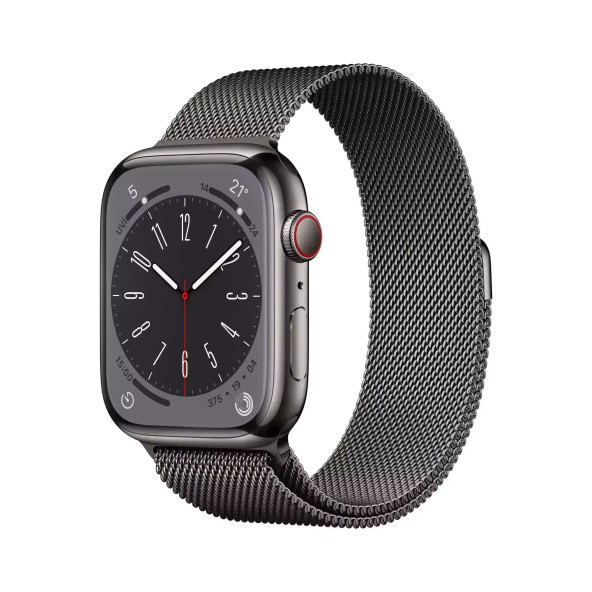 Apple Watch Series 8 GPS + Cellular 45mm Grafit Paslanmaz Çelik Kasa - Grafit Milanese Loop MNKX3TU/A-Teşhir