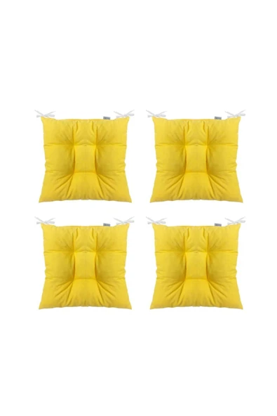 TEZKOTEKSTİL 4'lü Pofidik Kare Sandalye Minderi 40 X 40 Cm Sarı
