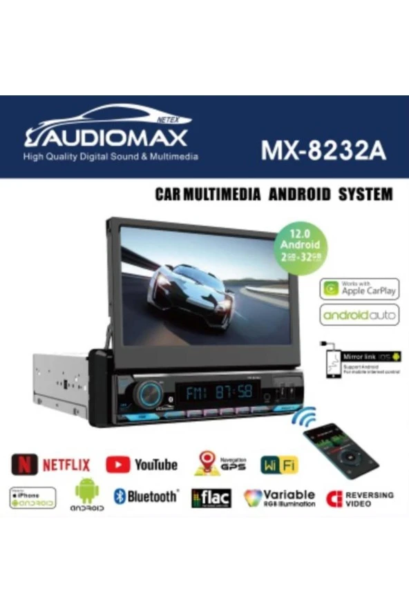 AUDİOMAX Audiomax 2GB RAM 32GB ROM Android Indash Oto Teyp Carplay+Android Auto - Resim 1