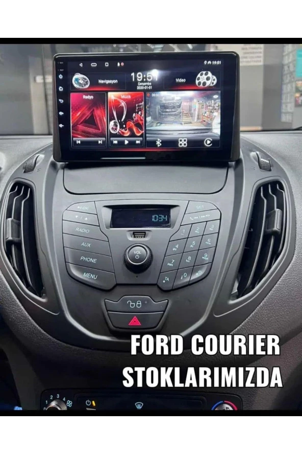 REISS AUDIO FORD COURİER UYUMLU ANDROİD MULTİMEDYA 4-32 8 ÇEK.CARPLAY-AHD GERİ GÖRÜŞ KAMERASI 3 AMFİ ÇIKIŞLI PRO