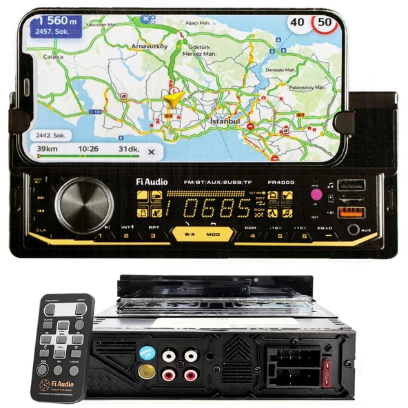 Fi Audio FR4000 Telefon Standlı Bluetooth/USB/AUX/SD/2 Anfi Çıkışlı Dijital Medya Çalar Oto Teyp - 2