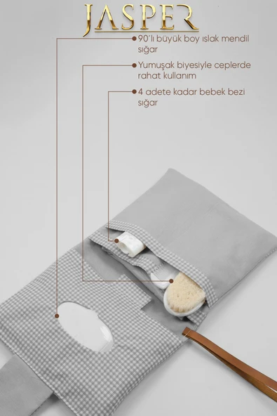 Jasper Gri Bebek Alt Açma Bakım Çantası Organizeri Pratik Ve Fonksiyonel Kullanım - 4