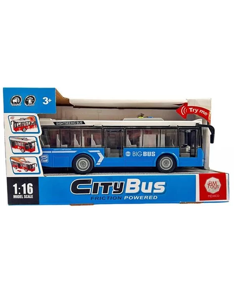 Ctoys Ses ve Işıklı Oyuncak Şehir Otobüsü A1119 13 Mavi