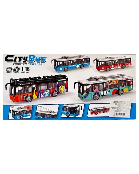 Ctoys Ses ve Işıklı Oyuncak Şehir Otobüsü A1119 13 Mavi - 3