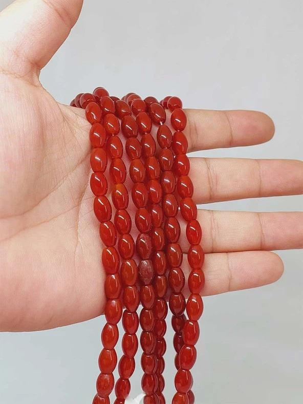 Akik Taşı Arpa Kesim Dizi 6*8.5mm (49974) ürün görseli 1