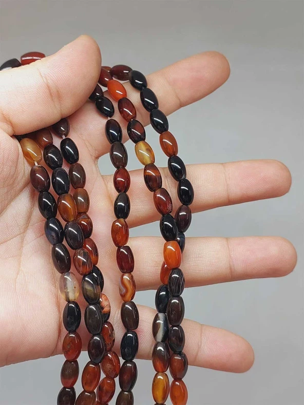 Akik Taşı Arpa Kesim Dizi 6*8.5mm (49978) ürün görseli