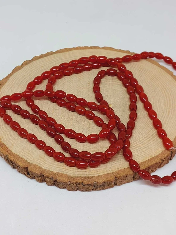 Akik Taşı Arpa Kesim Dizi 6*8.5mm (49974) - Resim 3