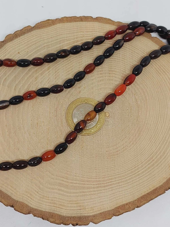 Akik Taşı Arpa Kesim Dizi 6*8.5mm (49978) - Resim 2