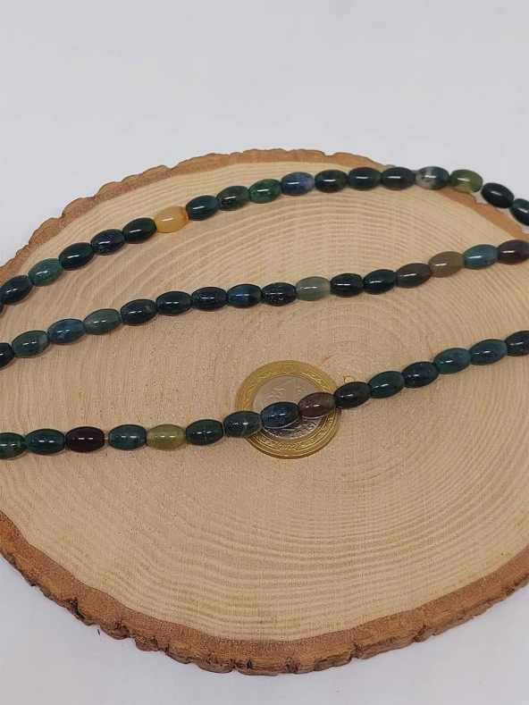 Akik Taşı Arpa Kesim Dizi 6*8.5mm (49998) - Resim 2