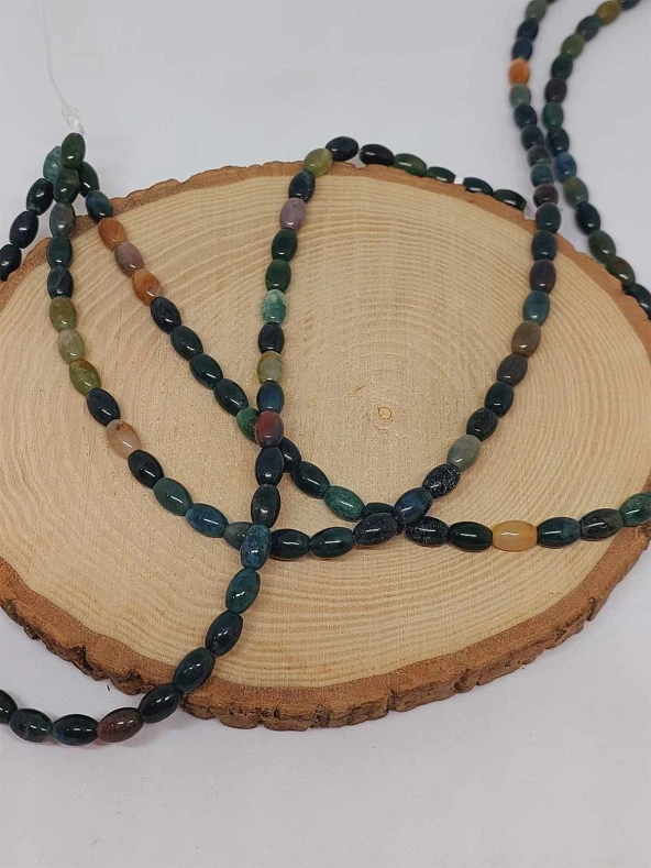 Akik Taşı Arpa Kesim Dizi 6*8.5mm (49998) - Resim 4