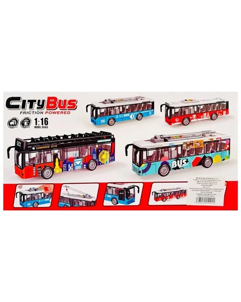 Ctoys Ses ve Işıklı Oyuncak Şehir Otobüsü A1119 13 Kımızı - 3