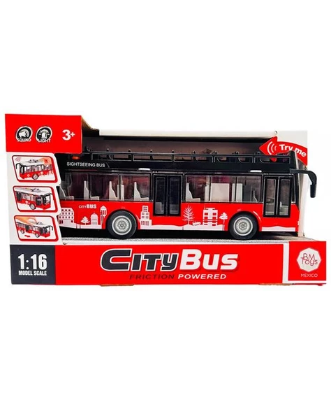 Ctoys Ses ve Işıklı Oyuncak Şehir Otobüsü A1119 13 Kımızı