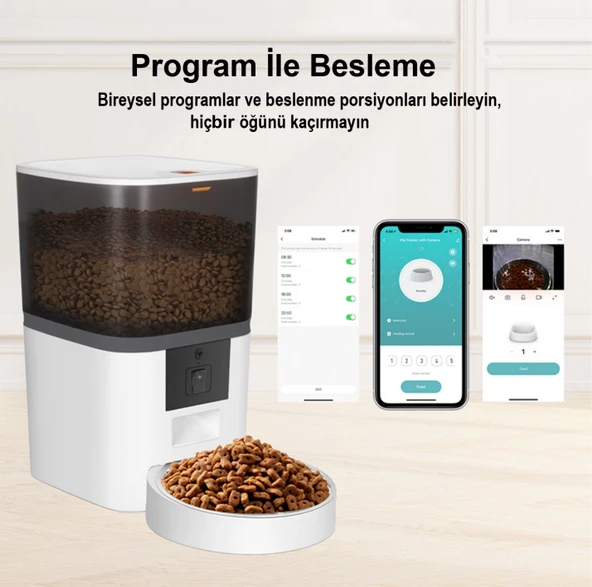 OVIOO QQ005  6lt Kameralı ve Uzaktan Wifi Bağlantılı Paslanmaz Kaseli Kedi ve Köpek Besleyici - 4