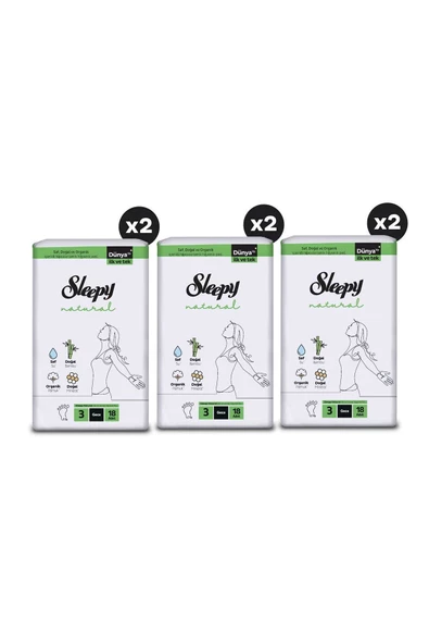 Sleepy Natural Ultra Hassas Hijyenik Ped Mega Fırsat Paketi Gece 108 Adet