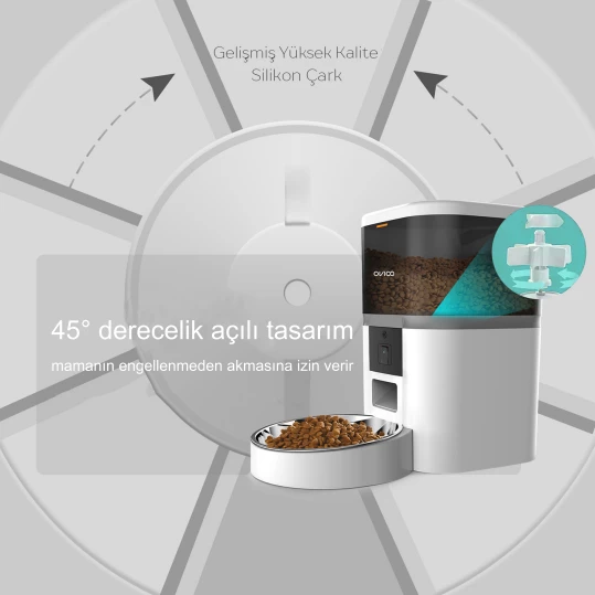 OVIOO QQ005  6lt Kameralı ve Uzaktan Wifi Bağlantılı Paslanmaz Kaseli Kedi ve Köpek Besleyici - 5