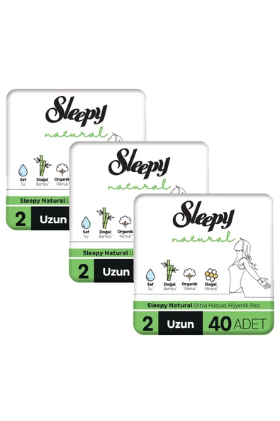 Sleepy Natural Ultra Hassas Hijyenik Ped Uzun 120 Adet Ped