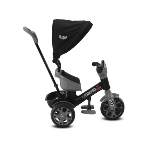 Babyhope Bobo Tenteli İtmeli Bisiklet Gri - Resim 2