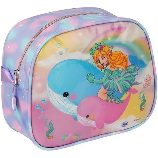 Relaxion Kabartmalı Balina Deniz Kızı Figürlü Pullu 3'Lü İlkokul Çantası Beslenme Kalemlik Seti 1370 - 4