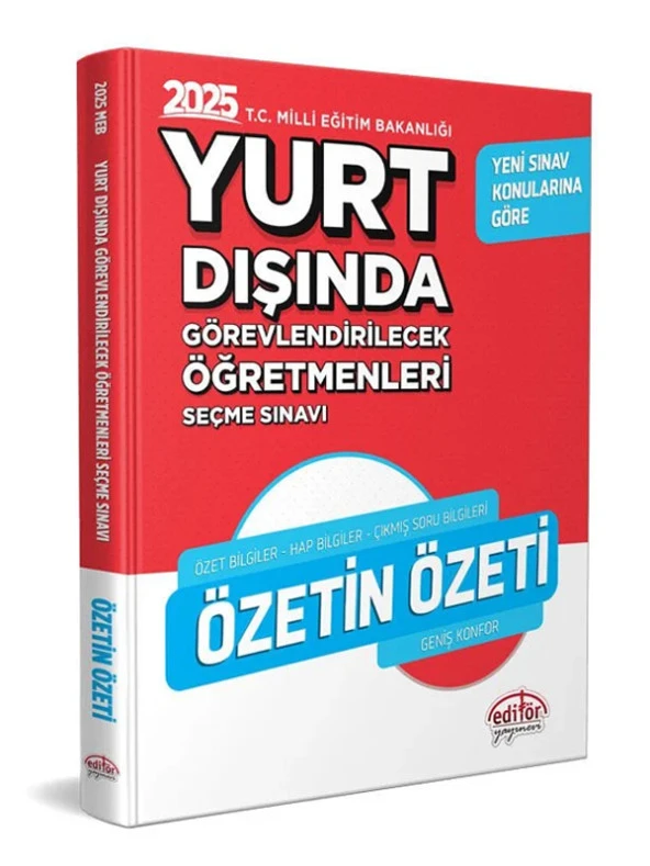 2025 MEB Yurt Dışında Görevlendirilecek Öğretmenleri Seçme Sınavı Özetin Özeti Editör Yayınları