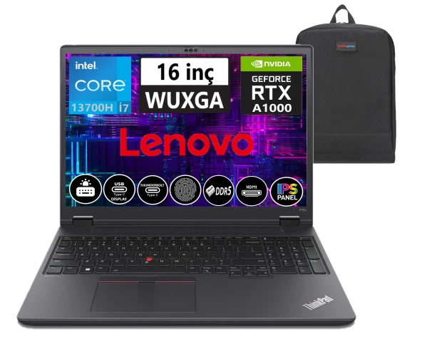 LENOVO ThinkPad P16 GEN1 İntel Core  i7-13700H 48GB DDR5 1TB SSD 6gb RTXA1000 16" WUXGA W11Pro Mobil İş İstasyonu 21FC000NTXW17+WeblegelsinÇanta