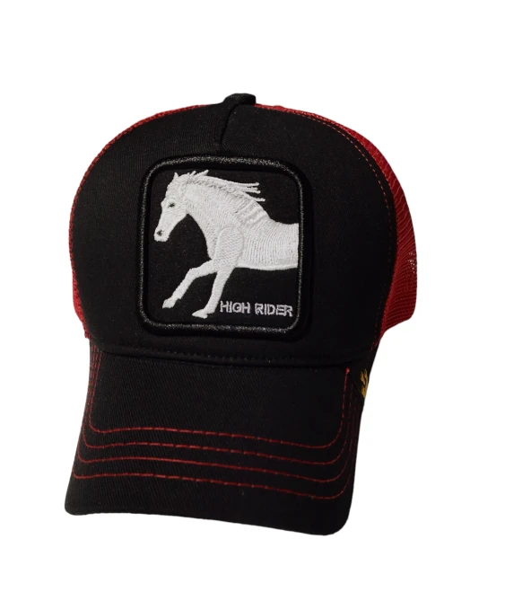 At(Horse)Fiğürlü Unisex Fileli Arkası Ayarlanabilir Şapka Siyah Beyaz